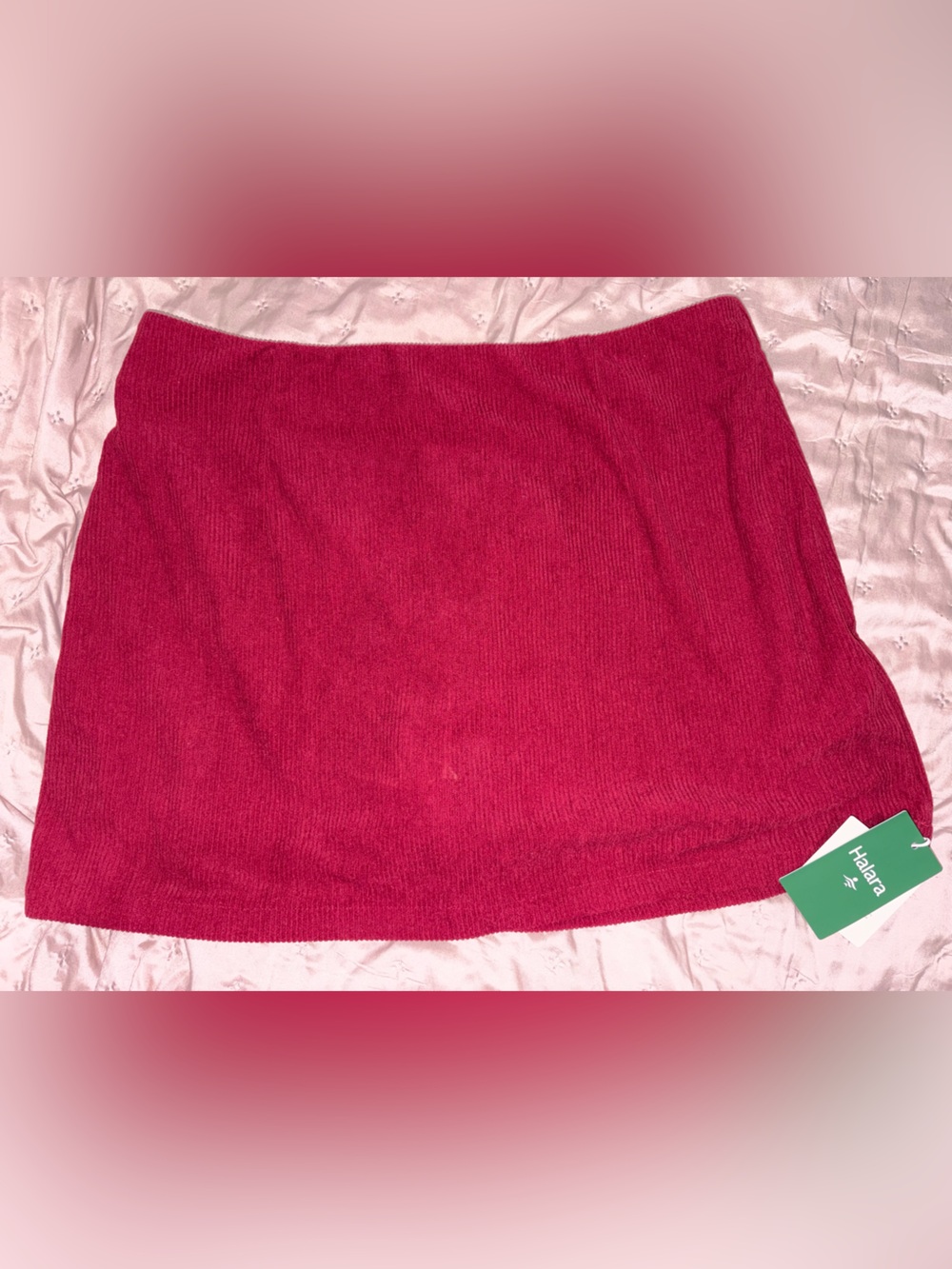 HALARA Ribbed Midi Skirt in Deep Pink